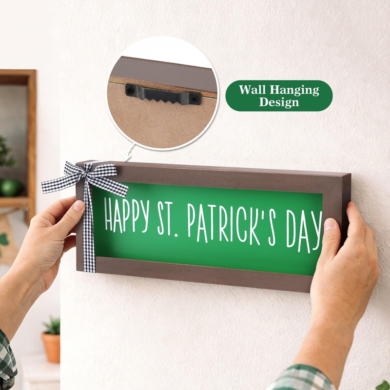 Hekocap St Patricks Day Decor - Wooden Happy St Patricks
