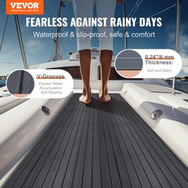 VEVOR Boat Flooring, EVA Foam Decking 94.5" x 23.6", Non-Slip Self-Adhesive, 15.5 sq.ft Marine Carpet for Yacht, Pontoon, Kayak Decking
