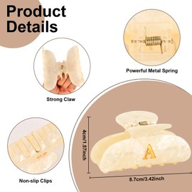 Amariver Initial Claw Clip Acrylic Letter Hair Clips For Women Letter A Claw Clips Alphabet Hair Clip Pink Accessories for Girls