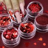 6 Jars Heart Nail Art Glitters Sequins Holographic Valentine's Day