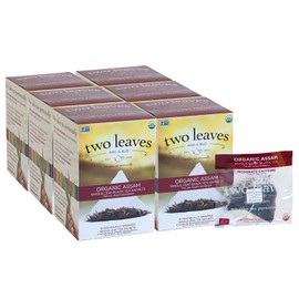 Two Leaves and a Bud Organic Assam Black Tea Bags, Whole Leaf Caffeinated Black Tea in Compostable Sachets, Delicious Plain or with Milk, 15 Count (Pack of 6)