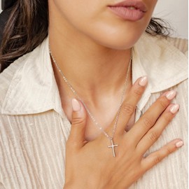 Happiness Boutique Women's Necklace with Cross Pendant in Silver Colour Filigree Necklace Stainless Steel Jewellery