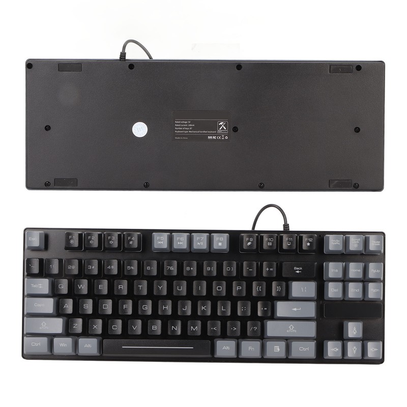Mechanical Gaming Keyboard Multifunction 87 Keys Colorful Backlight USB Wired