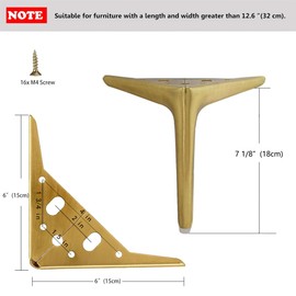 7 inch /18cm Brushed Gold Metal Furniture Legs Set of 4, Modern Style Furniture Legs, DIY Replacement for TV Stand, Sofa, Chair, Cabinet Cupboard