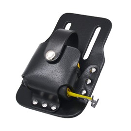 MOCOST Leather Tape Measure Holder, Black, 6.7 x 4.3 Inches, Basket Style, Handmade Full Grain Leather, Open Top, Tool Holder