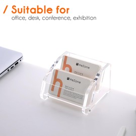 HeZone Acrylic Business Card Holder For Desk, Clear Business Cards Holder 2 Tier 2 Slots,Business Card Holder Display For 100 Business Cards(2 Tier-H)