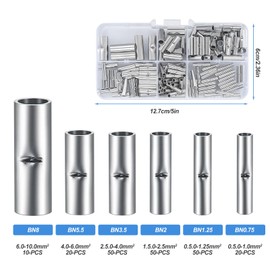 Butt Connector, Uninsulated, Butt Connector, 200 Pieces, Crimp Connector, Butt Connector, Non-Insulated Crimp Connector, Crimp Connector without Shrink Hose for DIY Electrical Splicing