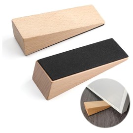 HARY 2 Pack Wooden Door Stop, Non-Slip Door Wedge for All Doors, Thick 0.98-Inch Wooden Door Stoppers with Rubber Base, Heavy Duty Door Holder for Home Office Bedroom
