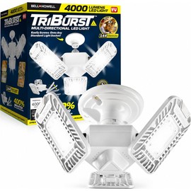 Bell+Howell Triburst Screw in LED Garage Lights, 4000LM LED Shop Lights for Garage, Shed, Attic, Screw-in E26/E27, 3 Light Panels, Easy to Install, 4000K
