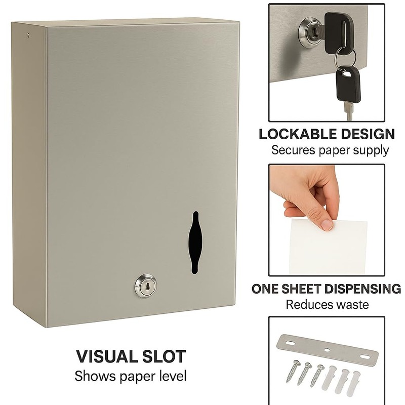 Chabrias Stainless Steel Paper Towel Dispenser Wall Mount – Multi-Fold