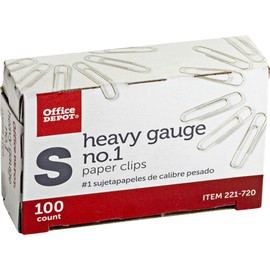 Office Depot Clips de papel de marca, número 1, plata, 100 clips por caja, paquete de 5 cajas