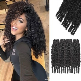 Burmese Curly Bundles Human Hair 100% Unprocessed Quick Weave Hair Water Wave 4A Deep Curly Hair with Spiral Curls Double Weft Natural Color (burmese curly bundles natural black, 12 12 12 12inch)