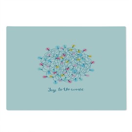 Ambesonne Christmas Cutting Board, Xmas Themed with an Inspirational Joy to the World Typography Print, Decorative Tempered Glass Cutting and Serving Board, Large Size, Pale Blue Multicolor