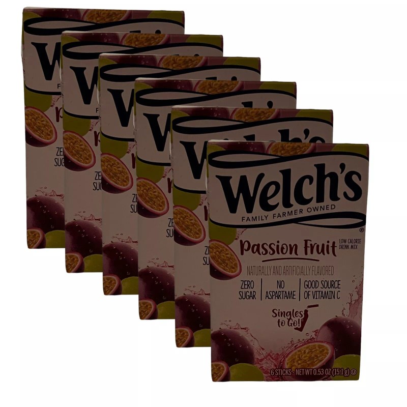 Welch's Passion Fruit Zero Sugar 6 Boxes SINGLES TO GO