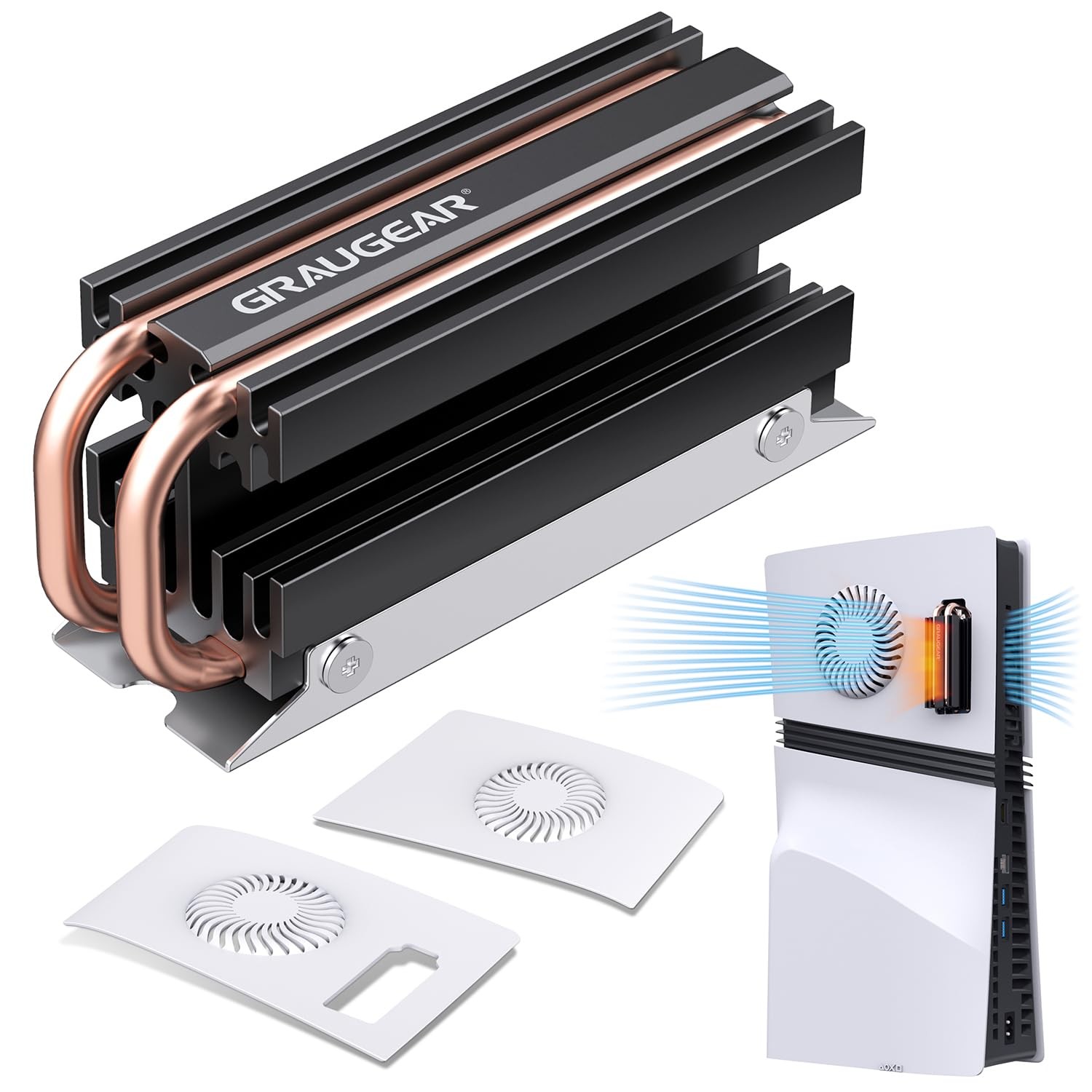 GRAUGEAR PS5 Pro M.2 SSD Cooling Pack, Ventilation PS5 Pro Cover and ...