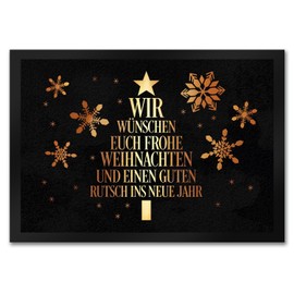 speecheese Frohe Weihnachten & einen Guten Rutsch Christmas Tree Doormat in 35 x 50 cm Doormat for Christmas Season Christmas Tree Beautiful Christmas Decoration Decoration for Home Entrance