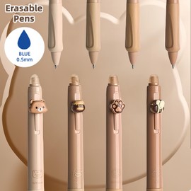 Radierbarer Kugelschreiber Stifte Set mit 4 Tier-Stifte Bär Biene Pfote Honigtopf - Kugel am Ende zum Entfernen der Tinte - Kugelschreiber Blau - Durchmesser der Mine 0,5 - Kugelschreiber Radierbar