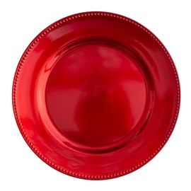Richland Charger Plate Beaded Round 13" Red Set of 24