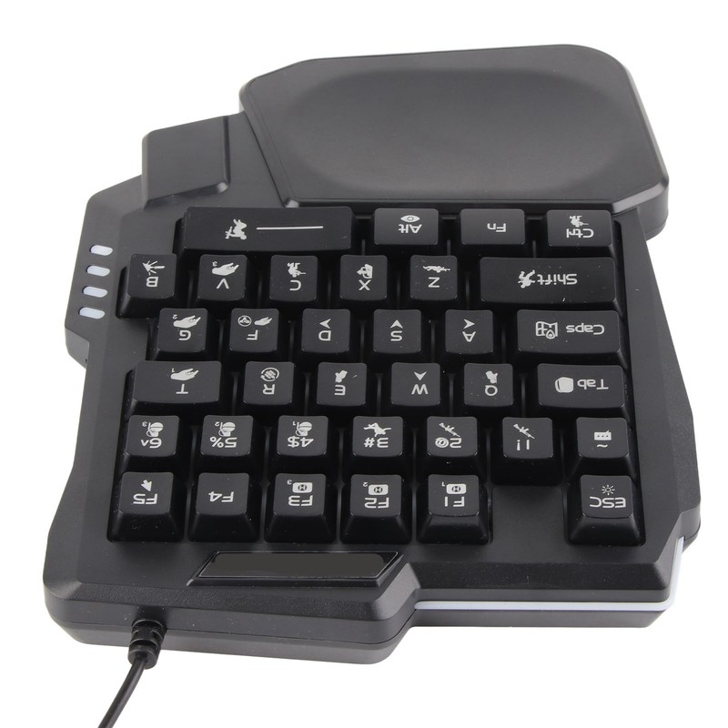 One Handed Gaming Keyboard 35 Keys Waterproof Wide Palm Rest