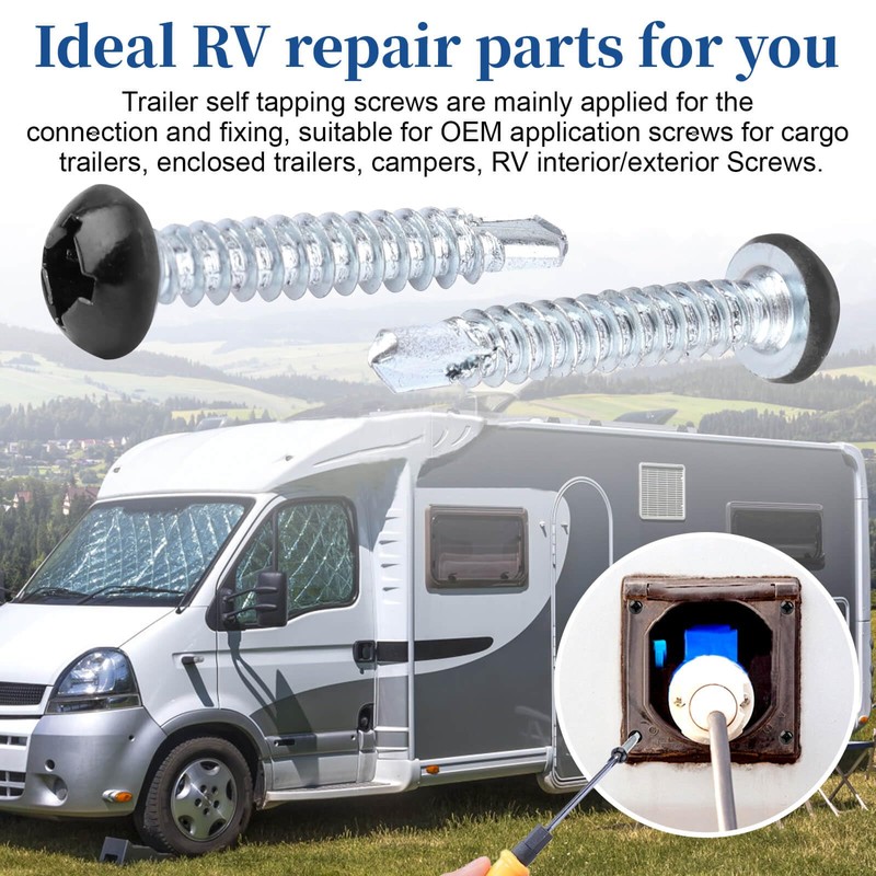 RV Screws Black Pan Head Screw 8 X 1 for