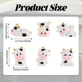 YBEATY 6PCS Mini Cows Car Accessories Mini Resin Cow Figurines Rear View Mirror Ornaments Funny Car Dashboard Decoration Cartoon Figurine Cars Interior Accessories Cute Tiny Animals for Women