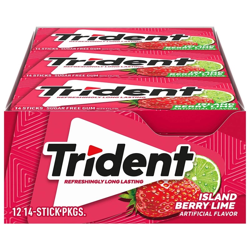Trident Island Berry Lime Sugar Free Gum - 12 CT
