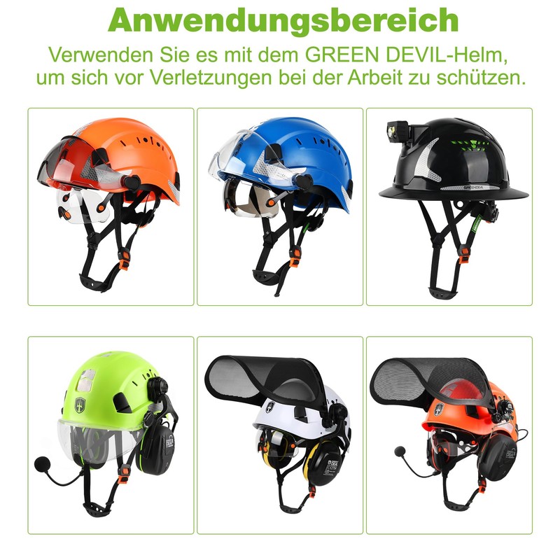GREEN DEVIL Replacement Integrated Clear/Coloured Visor, Compatible with Mervex Vent