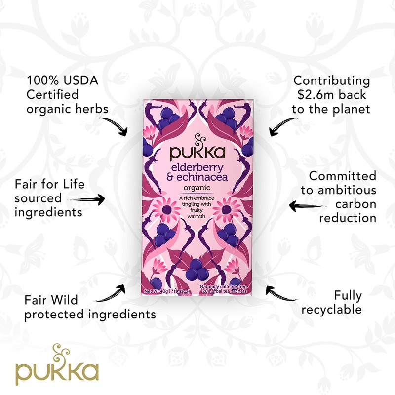 Pukka Herbs - Organic Herbal Tea Elderberry & Echinacea with