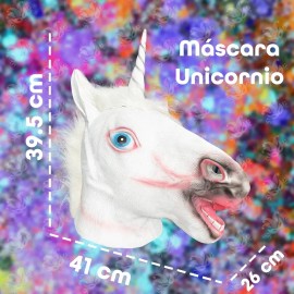 Ghoulish Productions Máscara Unicornio Blanco Disfraz Fiesta Halloween