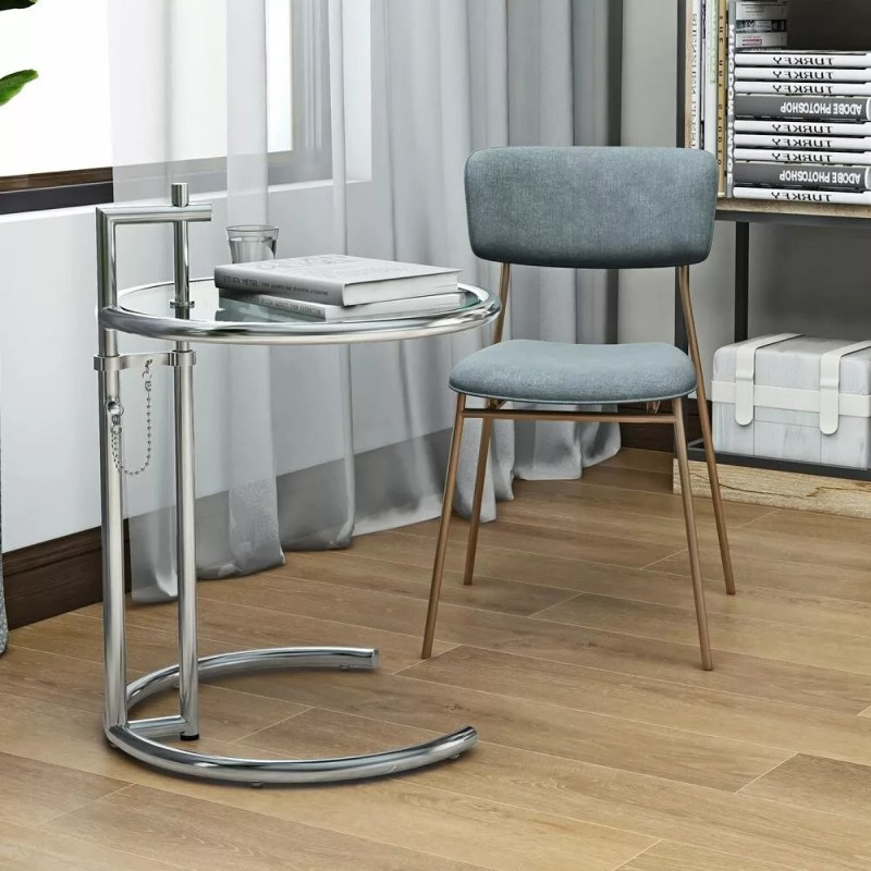 Eileen Side Table End Table Adjustable Height Silver