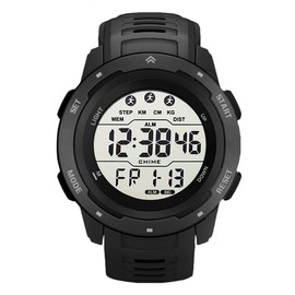 Men's Outdoor Sports Watch Large Dial Easy-to-Read Digital Watch Multi-Functions LED Alarm Stopwatch Waterproof Wrist Watch for Men Black (Black)