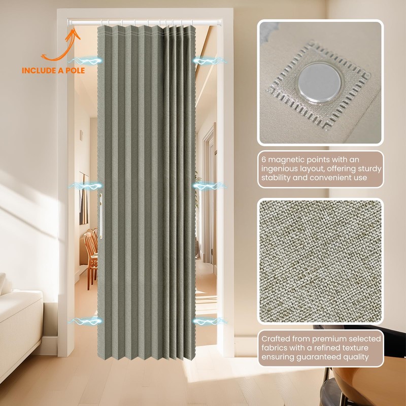 AJAZZ 100% Blackout Accordion Doors Interior Invisible Folding Door for