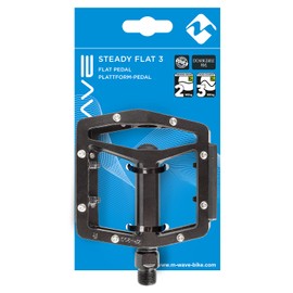 M-Wave Unisex Adult Steady Flat 3 Bicycle Pedal, Black, Tread Size: 93 x 97 mm