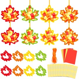 32 Sets Fall Suncatchers Craft Kits Maple Leaf Tissue Paper Bulk Stained Glass Effect Thanksgiving Leaves Autumn Harvest Window DIY Art Crafts for Kids Home School Classroom Activities Party Decor