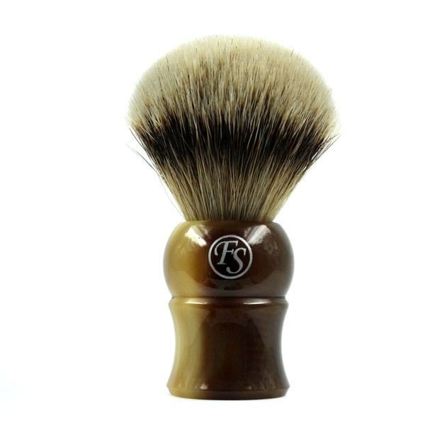 100% Silvertip Badger Bristle Brush With Faux Horn Handle, Knot