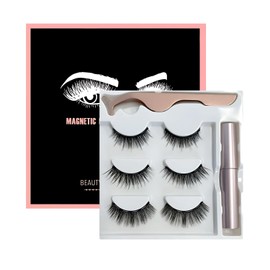 EZONEDEAL Magnetic Eyeliner and Eyelashes Kit, Magnetic Eyelashes with Eyeliner, Curly Lashes with Waterproof Texture, Easy to Wear and Reusable | Natural Look False Eyelashes - Magnetic Lashes