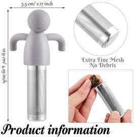 2 Pieces Tea Infuser for Loose Tea Cute Ultra Fine Mesh Tea Strainer Stainless Steel Tea Filter Tea Lover Supplies for Teacups Teapots , Gray