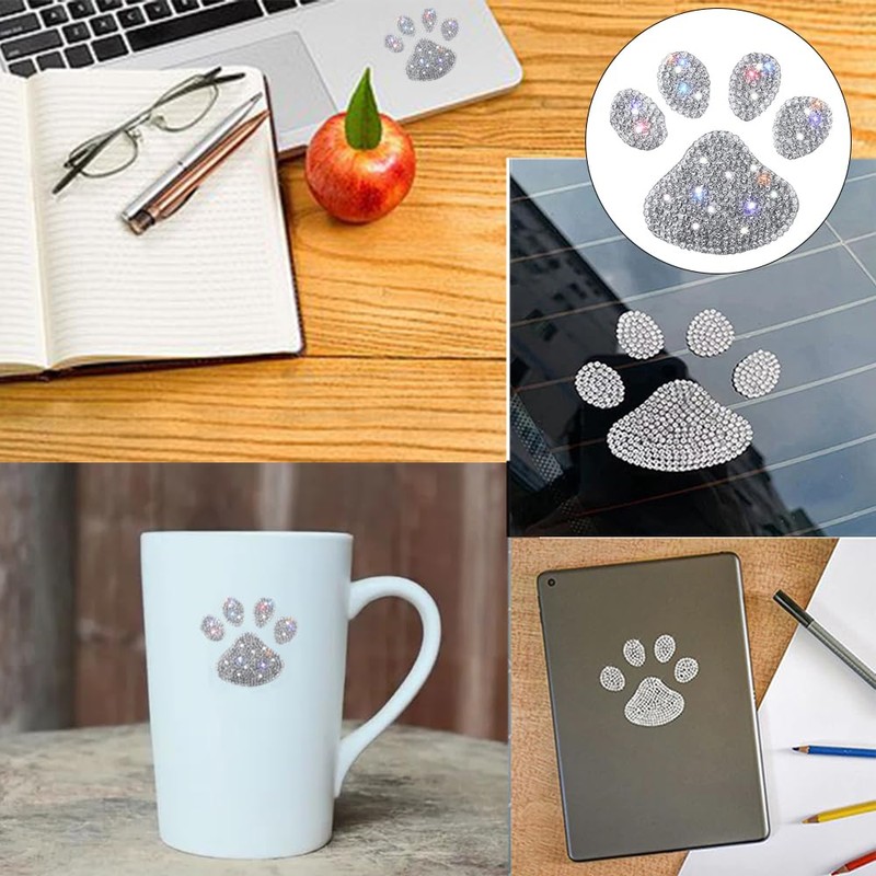 Baceyong Crystal Car Decoration Stickers - Bling Rhinestone Paw Decals