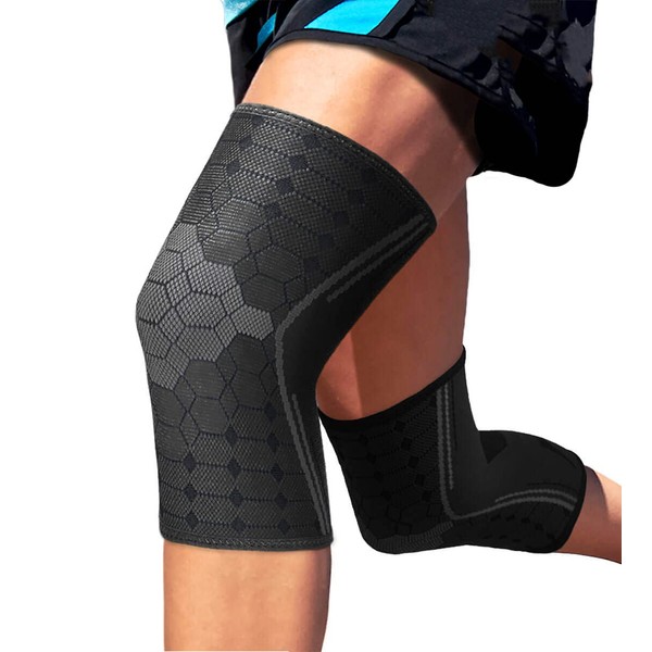 Sparthos Knee Compression Sleeves by (Pair) – Joint Protection and Support for Running, Sports, Knee Pain Relief (Midnight Black, X-Large)