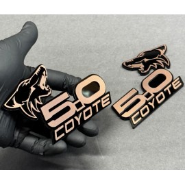 usa Standard COYOTE 5.0 Emblem Badges Bronze On BLACK EDITION Fender Angry Aggressive Racing