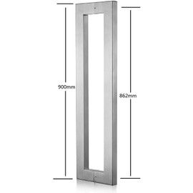 Ranbo Rectangle/Square 36" Length Back to Back Large Push Pull Door Handle, Edge Chamfer Design for Safety, 304 Stainless Steel, for Barn Front Wood Shower Commercial Entrance Door, Brushed Nickel
