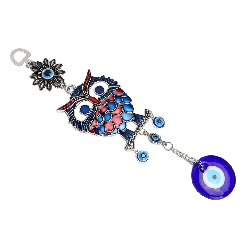 9.3in Blue Evil Eye Owl Pendant Decoration Protection Blessing Lightweight