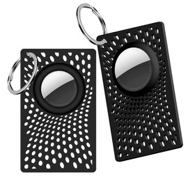 APLAPONO AirTag Wallet Case Holder 2pcs Slim Anti-Lost Purse Card Credit Card-Sized AirTag Holders Mesh Tagcard Airtag Protective Case with Keychain for Handbag Backpack Clutch Wristlet,Black A