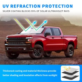 Front Windshield Sun Shade Custom Fit Compatible for Tundra 2022-present Sunshade Foldable UV Ray Reflector Sun Visor Protector Accessories Shield Cover Reflective (for Tundra 2022-present)