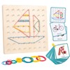 Auvewilo Wooden Geoboard | Cute Flashcards & Rubber Bands Included