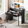 Giantex Small Computer Desk with Hutch & Drawers, Extendable Writing