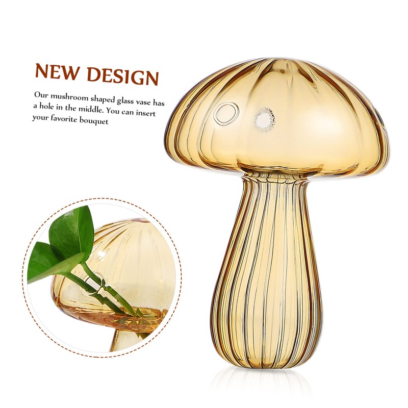 Mipcase 2 Pcs Mushroom Glass Vases Creative Hydroponics Plant Containers