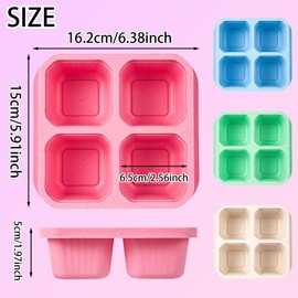 20Pcs Snack Containers Set, Plastic 4 Compartments Bento Boxes Reusable Meal Prep Lunch Container with Utensil & Transparent Lids, Wheat Straw Divided Food Storage for Kid Adult To Travel Picnic