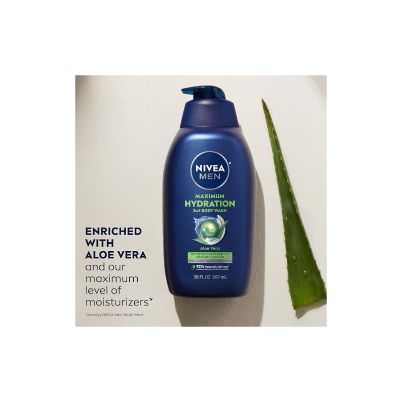 Nivea Men Maximum Hydration Body Wash, Aloe Vera Body Wash