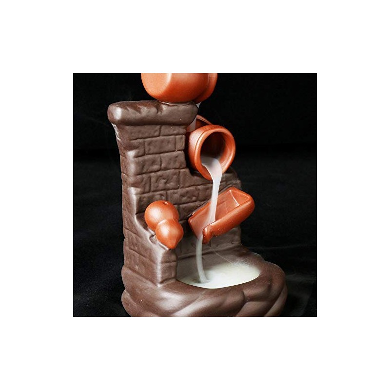 Ceramic Gourd Backflow Incense Burner Set, Waterfall Design with 20